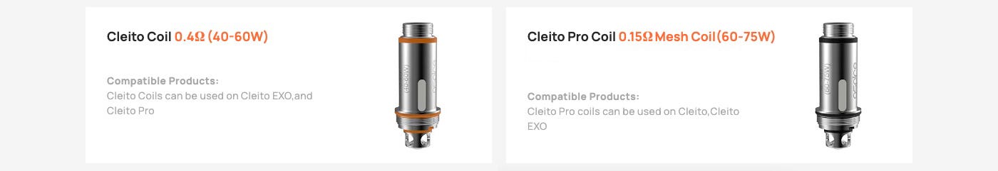 Aspire Cleito and Cleito Pro Replacement Coils - Coil types