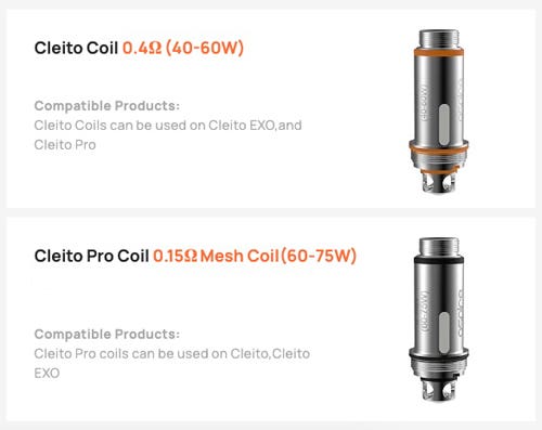 Aspire Cleito and Cleito Pro Replacement Coils - Coil types