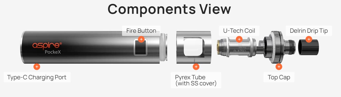 Aspire PockeX Vape Kit - Components View