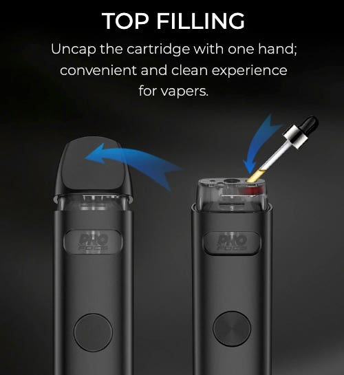 Uwell Caliburn A2, AK2 and A2S refillable e-liquid pods - top filling