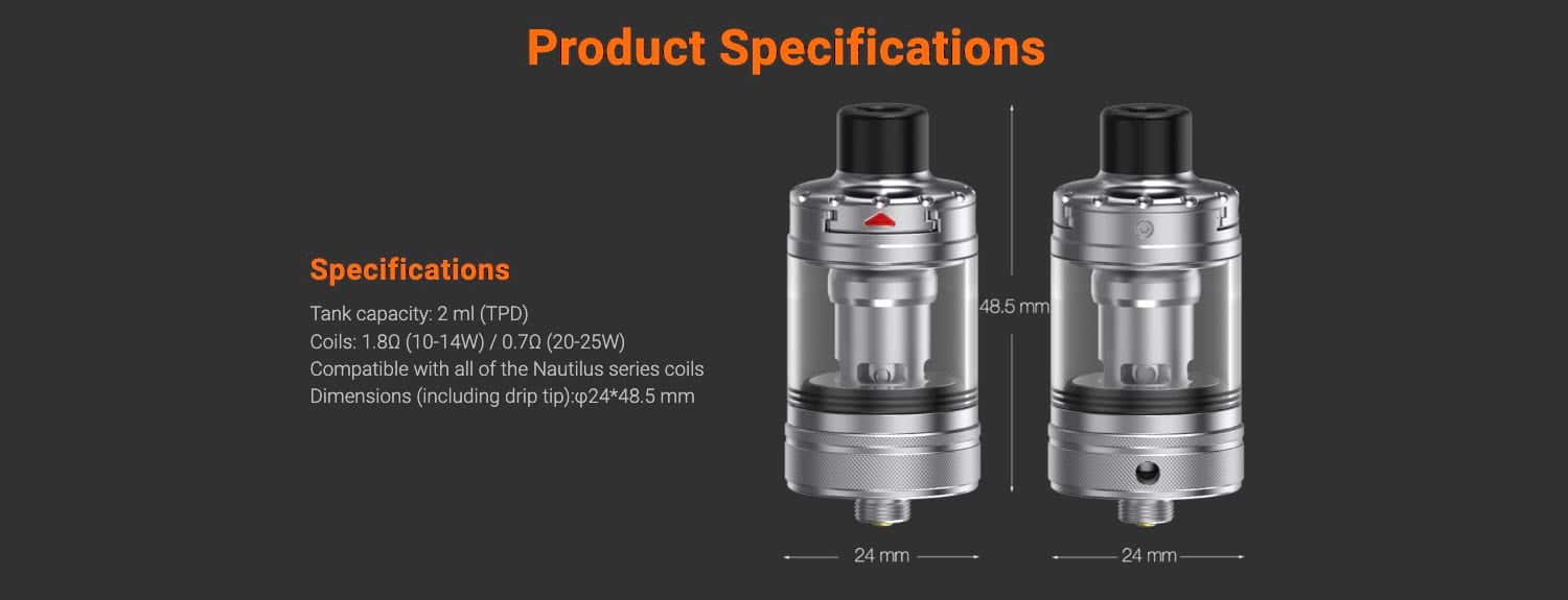Aspire Nautilus 3 Tank - Product specifications
