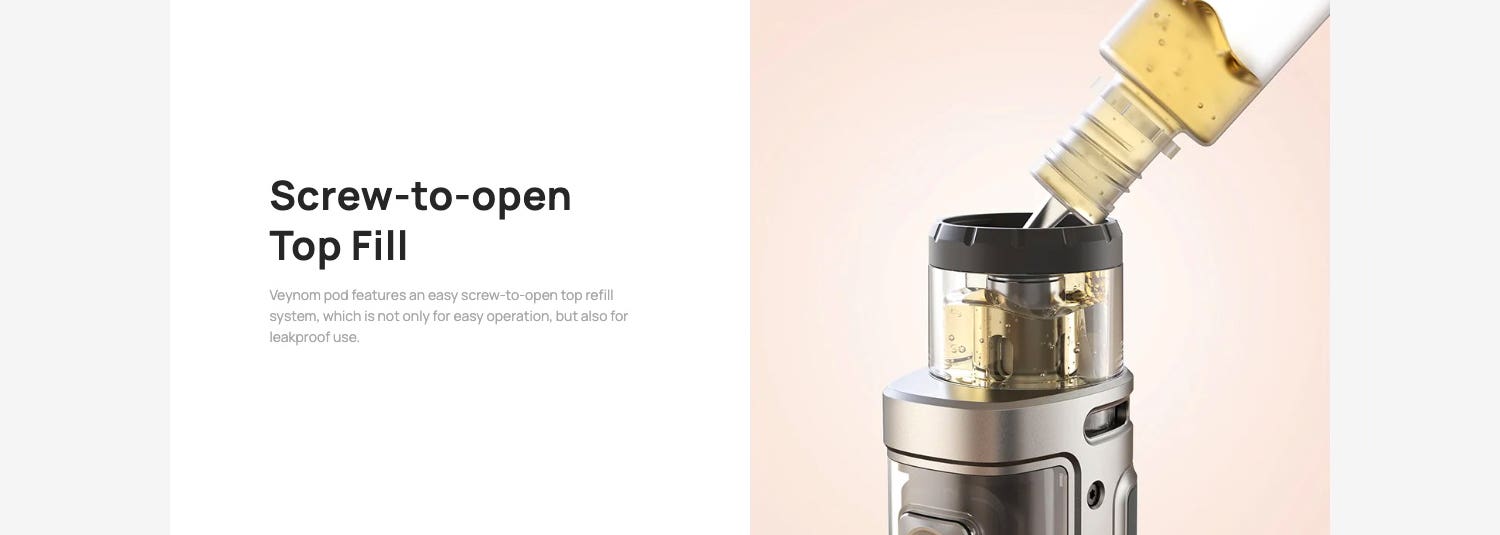 Aspire Veynom LX Pod Vape Kit - Screw-to-open top fill