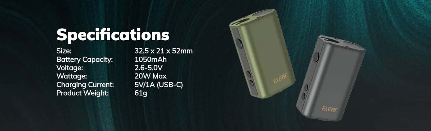 Eleaf Mini iStick 20W Mod - Specifications