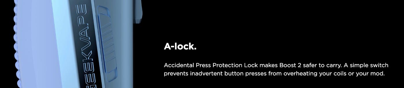 Aegis Boost 2 Pod Mod with A-Lock, preventing accidental press protection