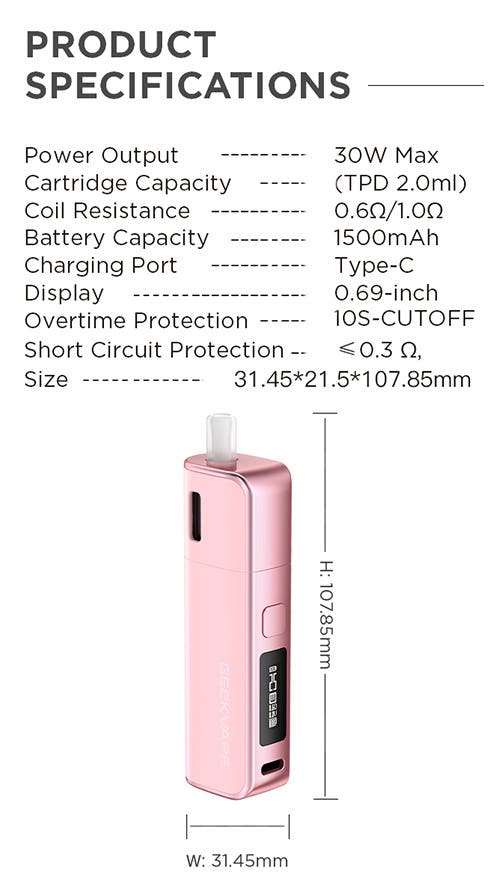 Geekvape Soul Pod Vape Kit - Specifications