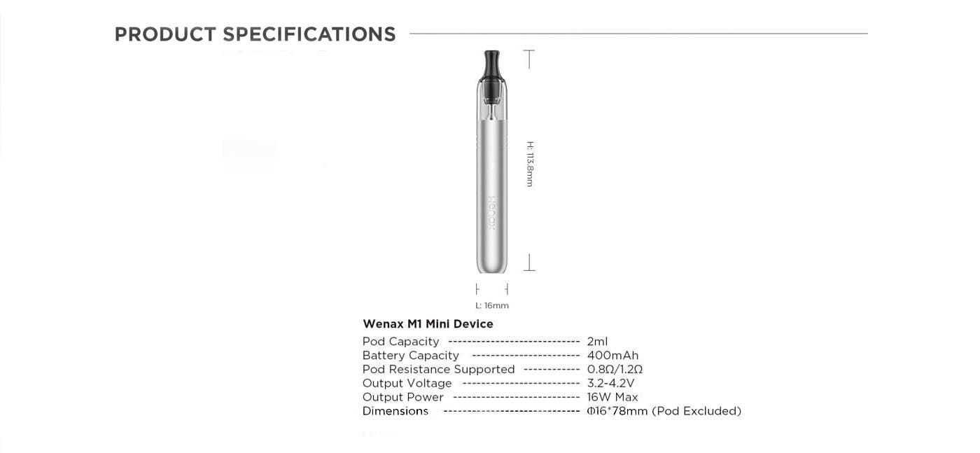 Geekvape Wenax M1 Pod Vape Kit - Specifications