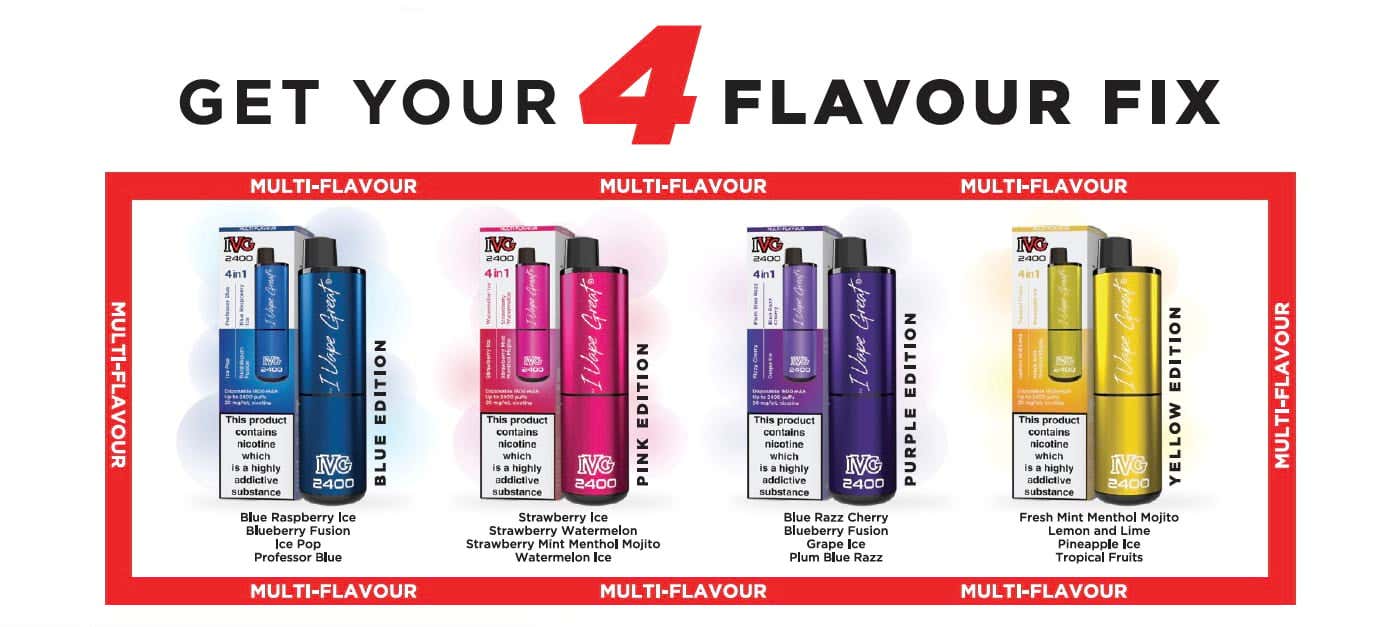 IVG 2400 Disposable Vape - Get your 4 flavour fix