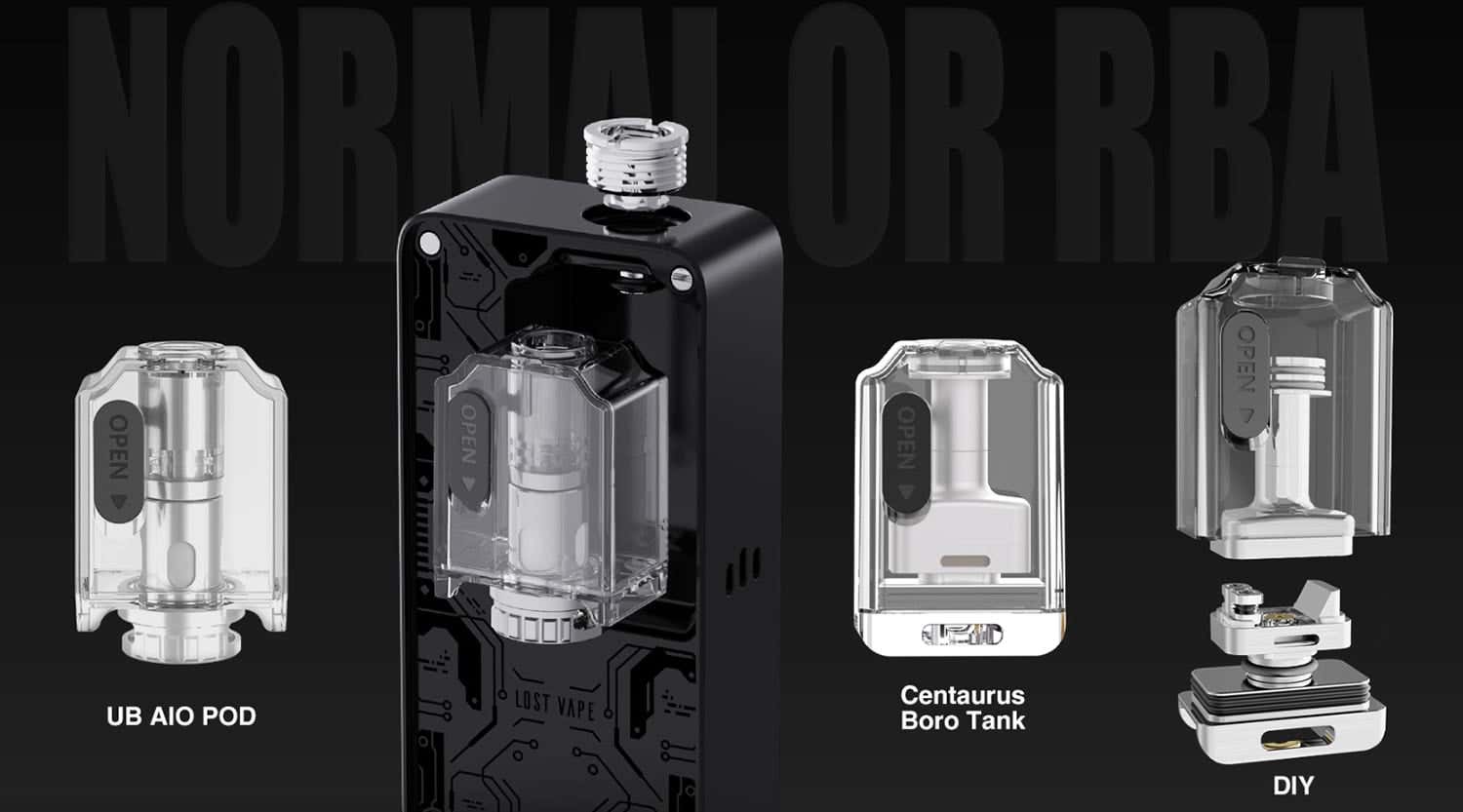 Lost Vape Centaurus B60 AIO Pod Mod Vape Kit - UB AIO Pod or Centaurus Boro Tank