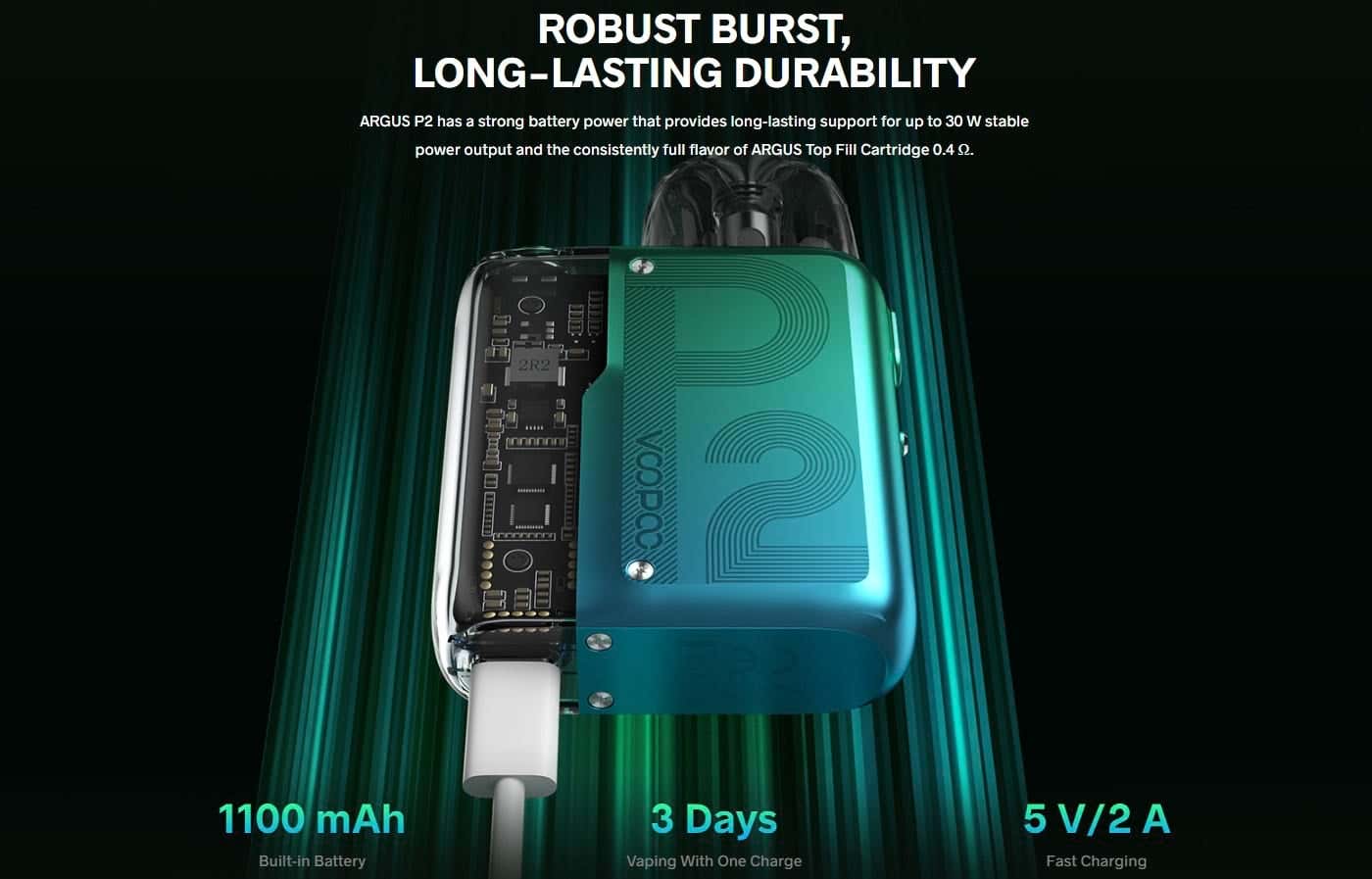 Voopoo Argus P2 Pod Vape Kit - Fast-Charging USB Type-C