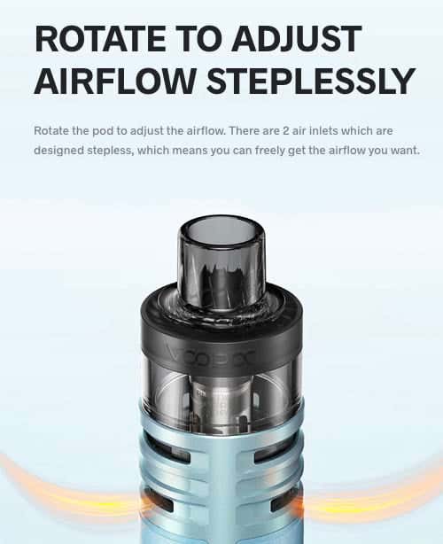 VooPoo H40 Pod Vape Kit - Rotate to adjust airflow steplessly