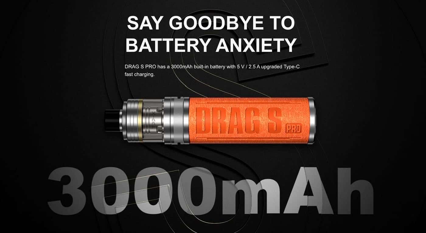 Voopoo Drag S Pro Pod Vape Kit - Say goodbye to battery anxiety