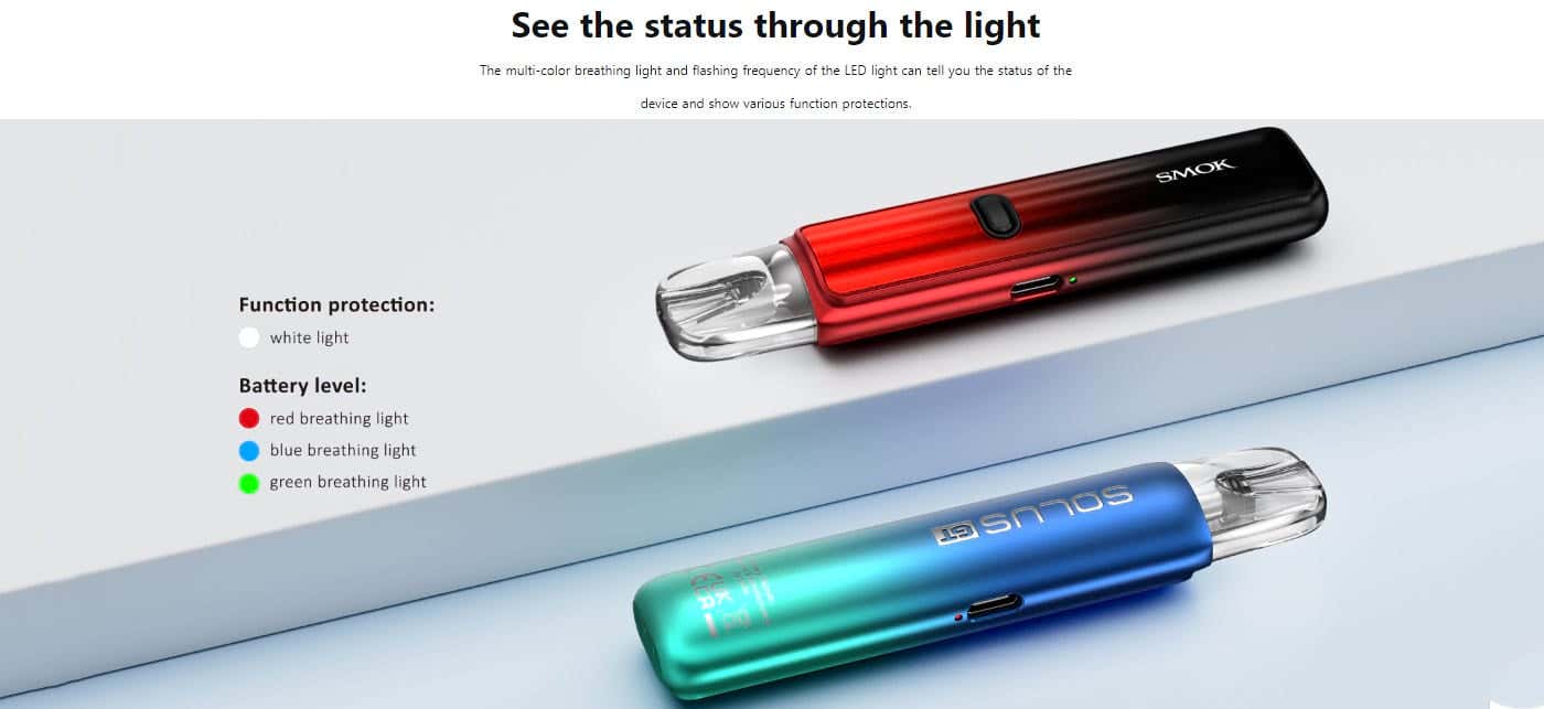 SMOK Solus GT Pod Vape Kit - Battery Light Indication