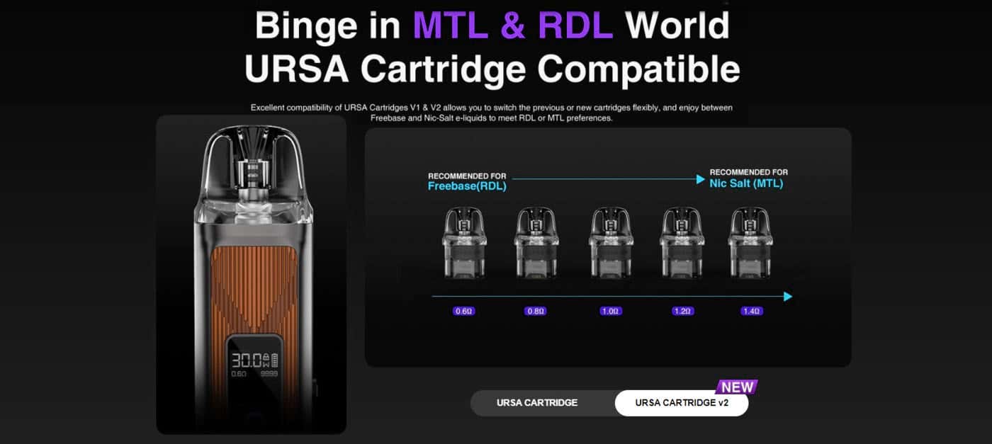 Lost Vape Ursa Nano Pro 2 Pod Kit - Binge in MTL & RDL World URSA Cartridge Compatible