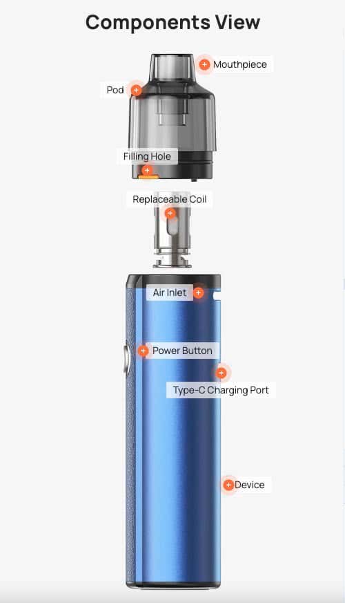 Aspire BP Stik Pod Vape Kit - Components view
