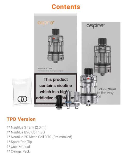 Aspire Nautilus 3 Tank - What's in the box?