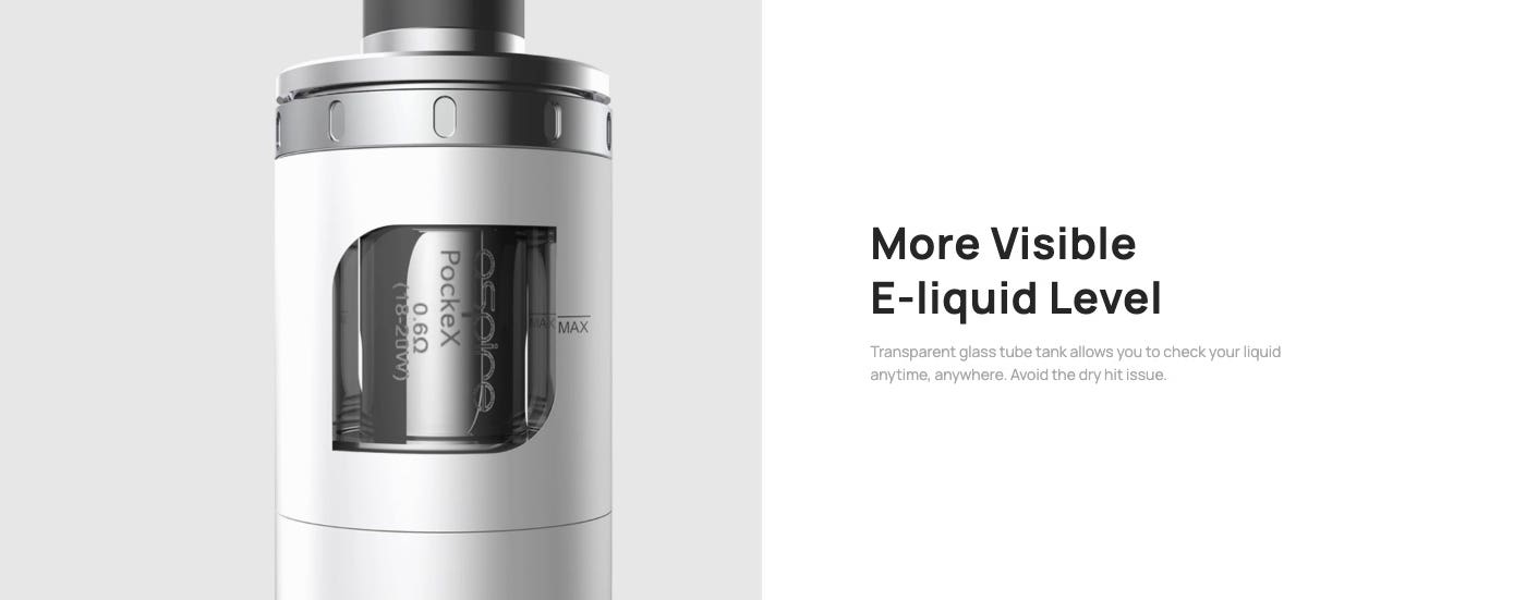Aspire Pockex Vape Kit - More visible e-liquid level
