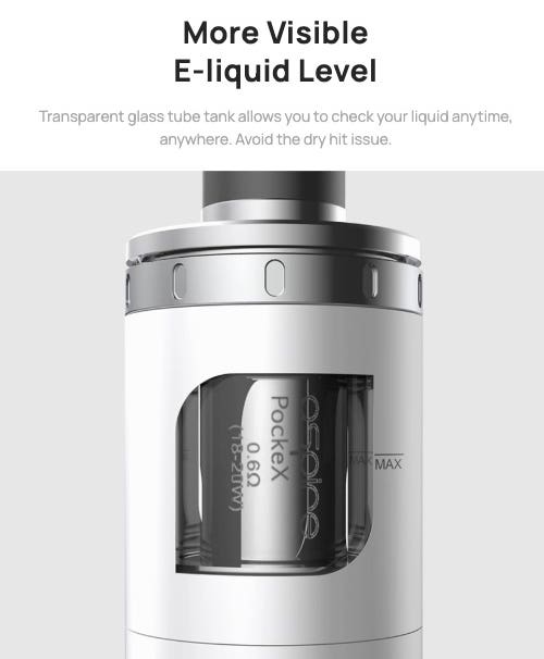 Aspire Pockex Vape Kit - More visible e-liquid level