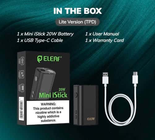 Eleaf Mini iStick 20W Mod - What's in the box?