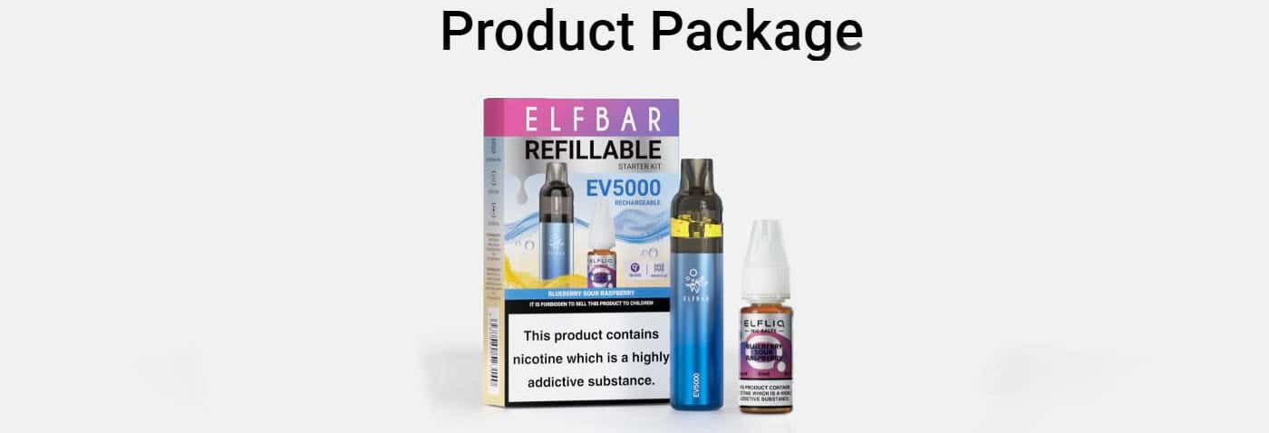 Elf Bar EV5000 Refillable Disposable Kit - What's in the box?