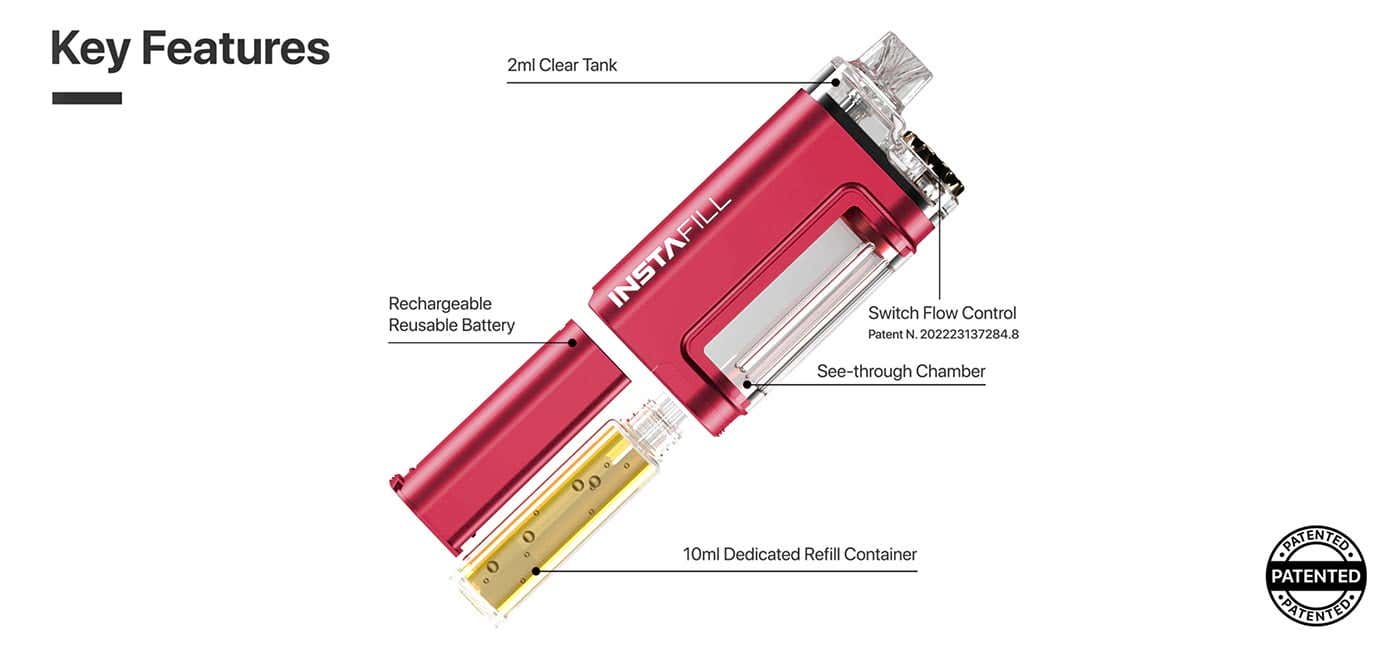 Instafill 3500 Rechargeable Disposable Vape Kit - Key features