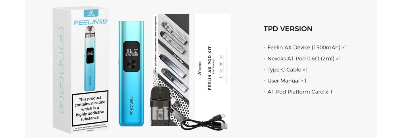 Nevoks Feelin AX Pod Vape Kit - What's in the TPD box?