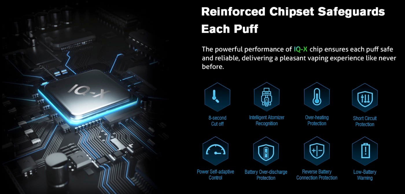 Smok Mag-18 Kit - IQ-X chipset offers many features for safety