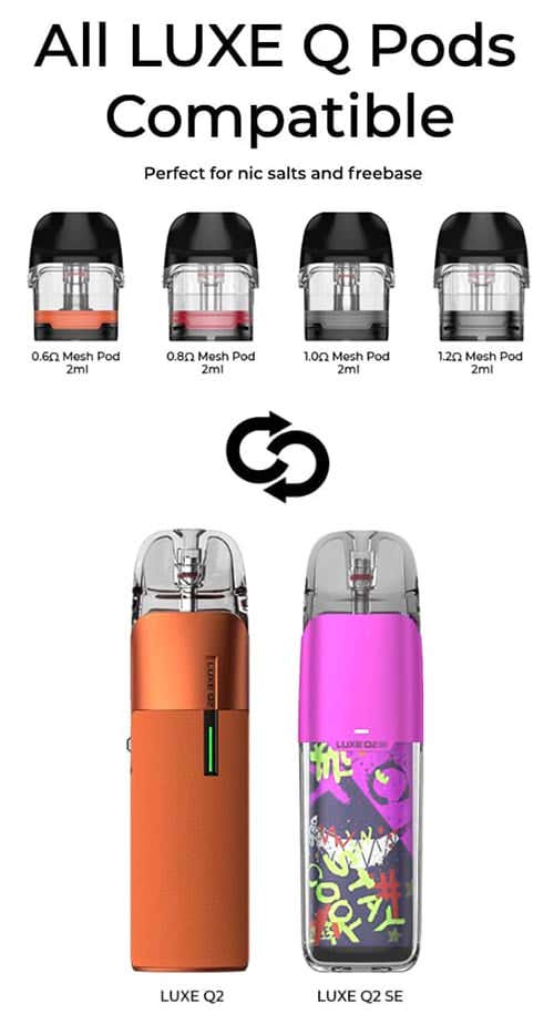 Vaporesso Luxe Q2 Pod Vape Kit - All Luxe Q pod compatibility