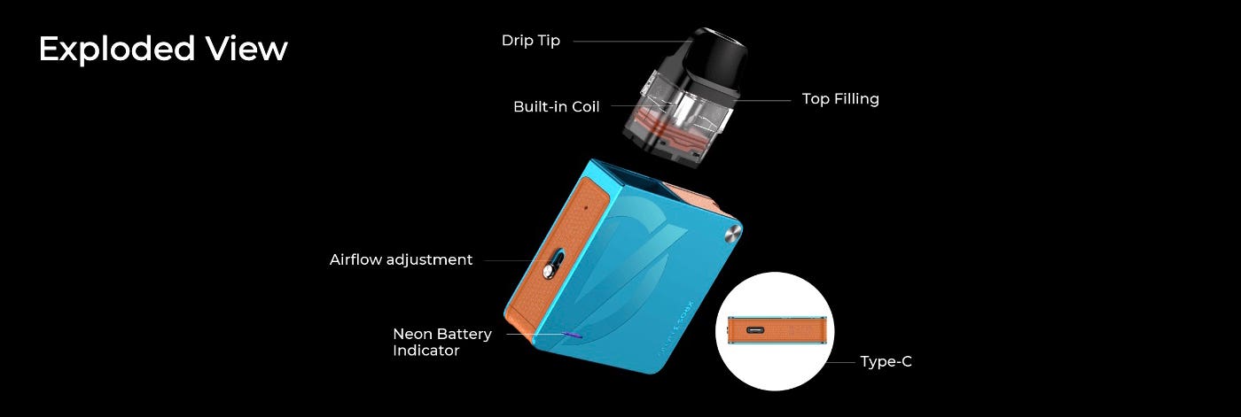 XROS 3 Nano Pod Vape Kit - Exploded view