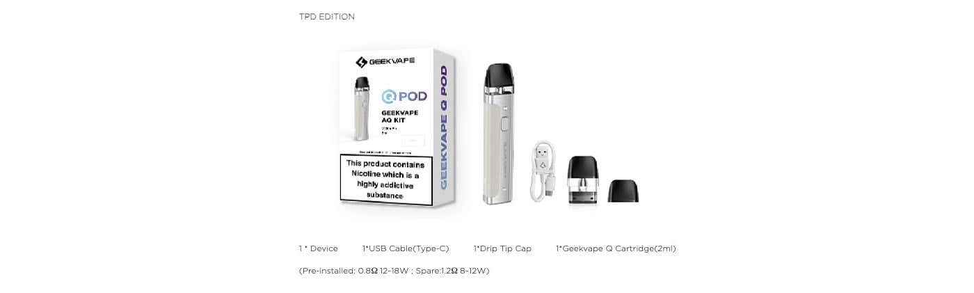 Geekvape AQ (Aegis Q) Pod Vape Kit - What's in the box?