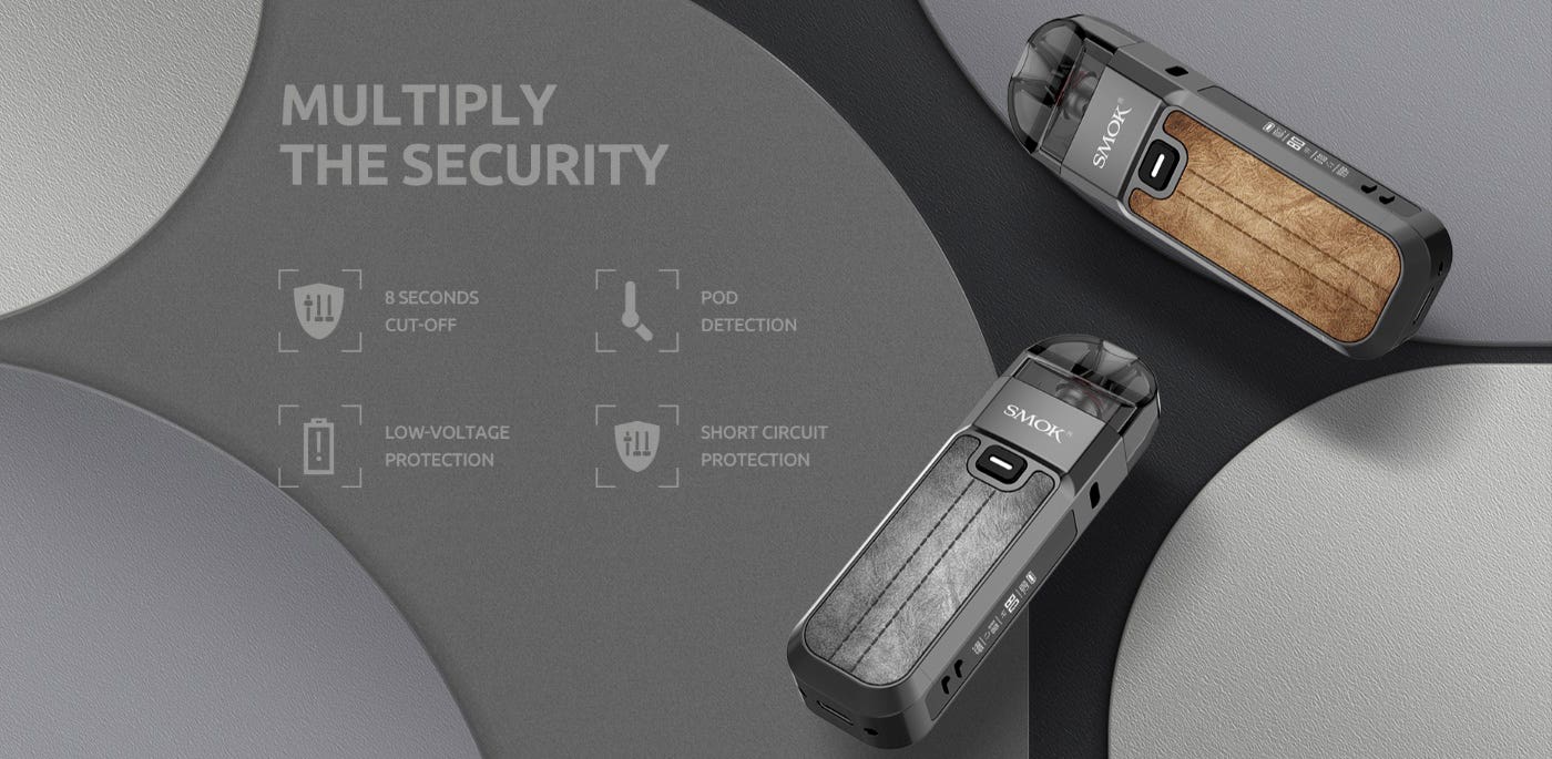 Smok Nord 5 Pod Kit - Multiple security, low voltage and short circuit protection, pod detection and 8-seconds cut-off