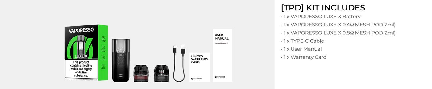 Vaporesso Luxe X Pod Kit - What's in the box?
