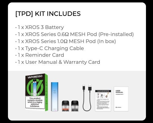 Vaporesso XROS 3 Pod Kit - What's in the box?