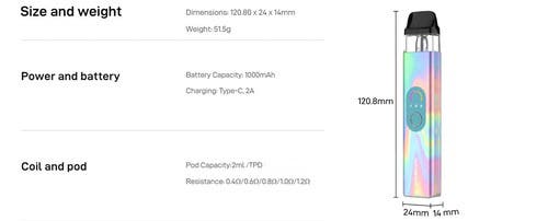 Vaporesso XROS 4 Pod Vape Kit - Specifications