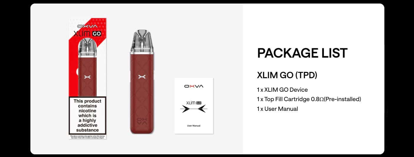 Oxva Xlim Go Pod Vape Kit - TPD What's in the Box
