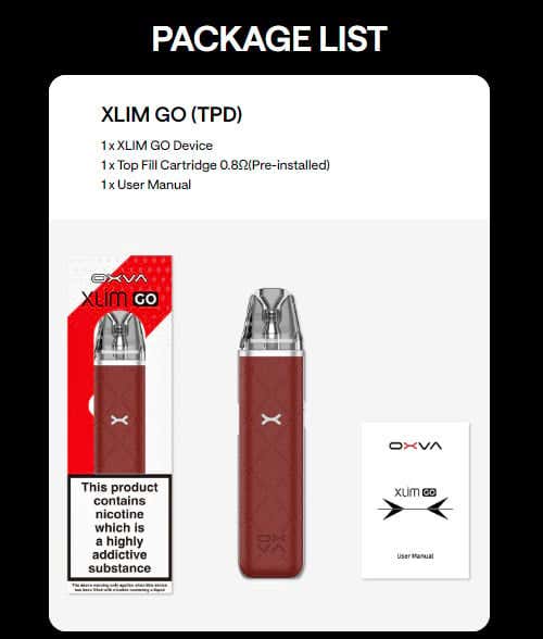Oxva Xlim Go Pod Vape Kit - TPD What's in the Box