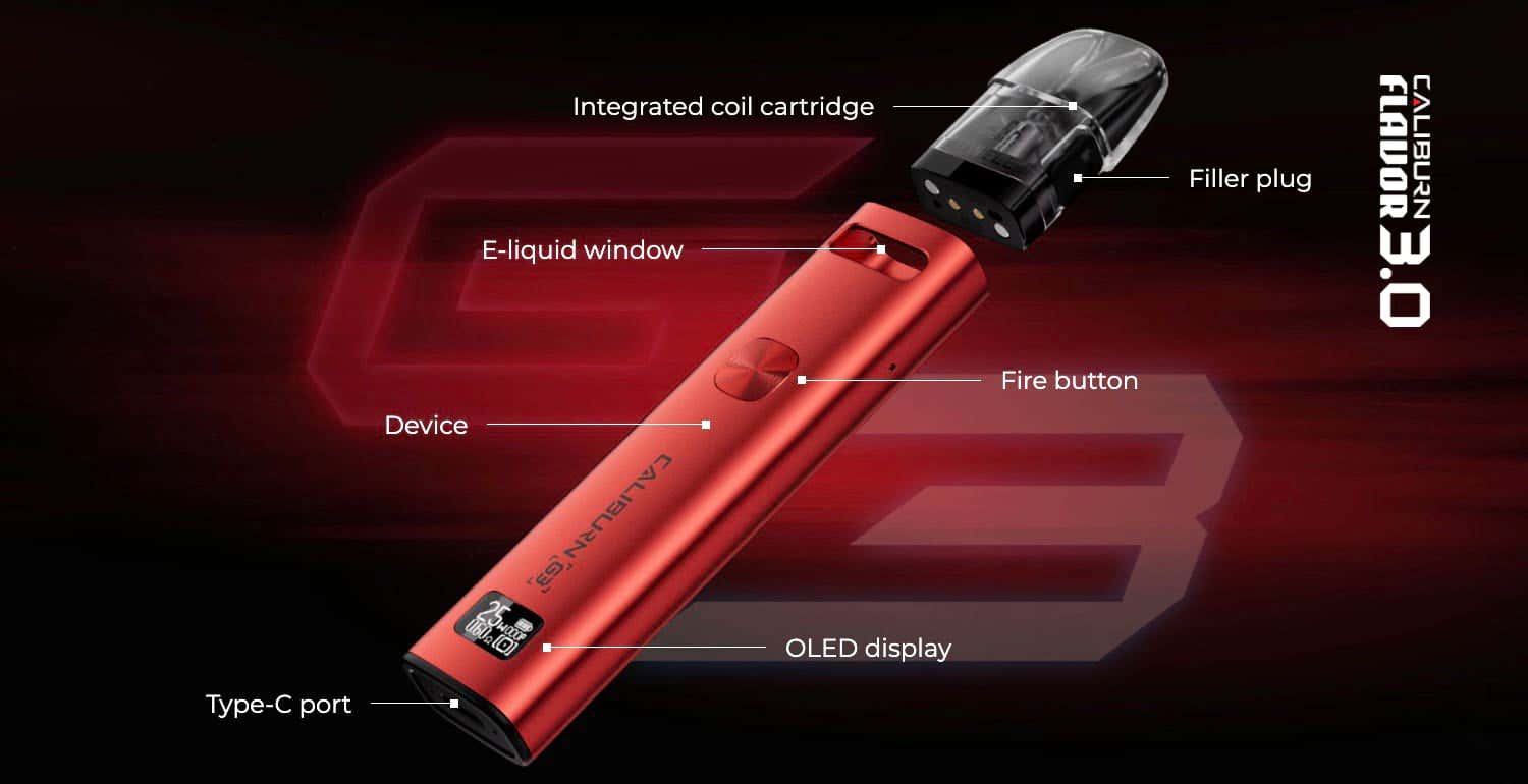 Uwell Caliburn G3 Pod Vape Kit - Exploded view of parts