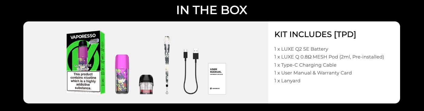 Vaporesso Luxe Q2 SE Pod Vape Kit - What's in the box?