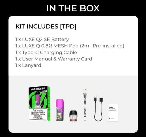 Vaporesso Luxe Q2 SE Pod Vape Kit - What's in the box?