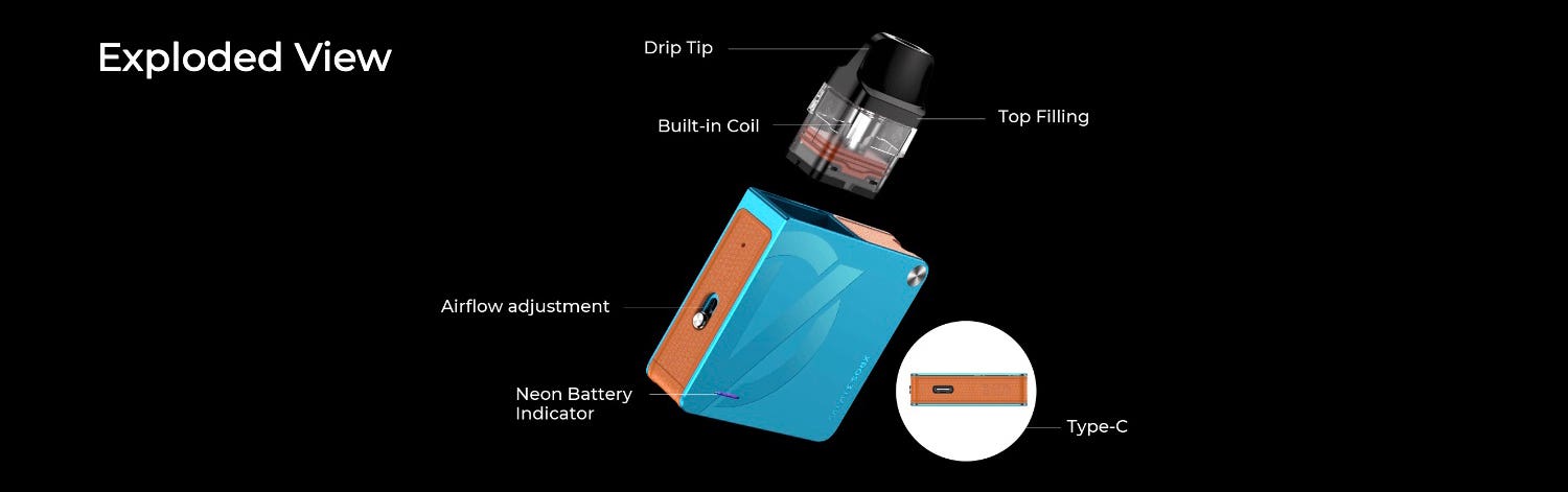 Vaporesso XROS 3 Nano Innovation Edition Pod Vape Kit - Exploded view