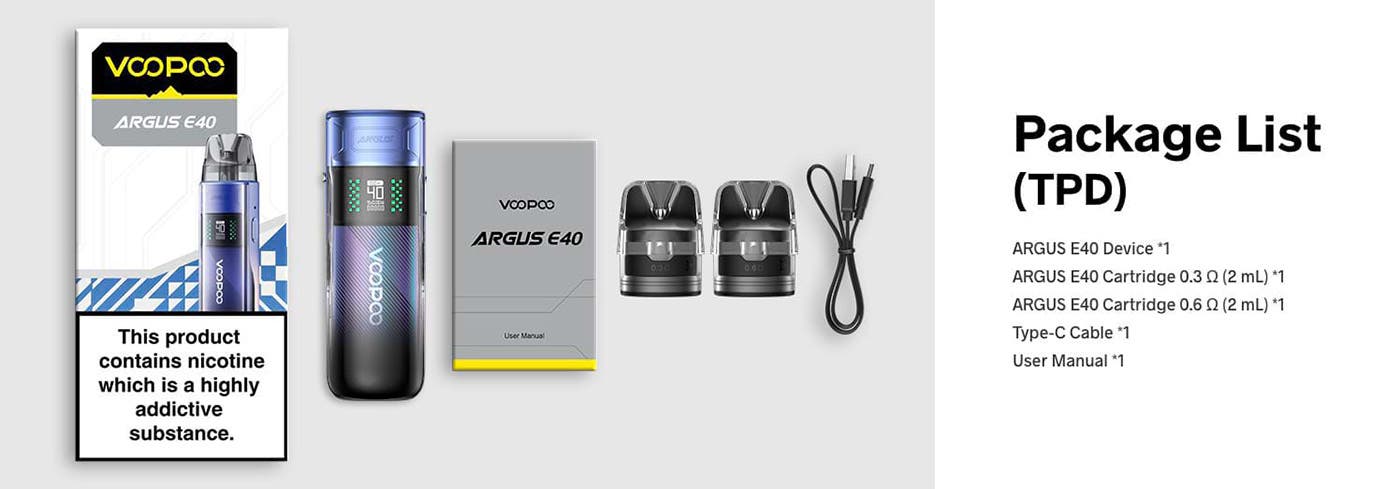 VooPoo Argus E40 Pod Vape Kit - What's in the box?