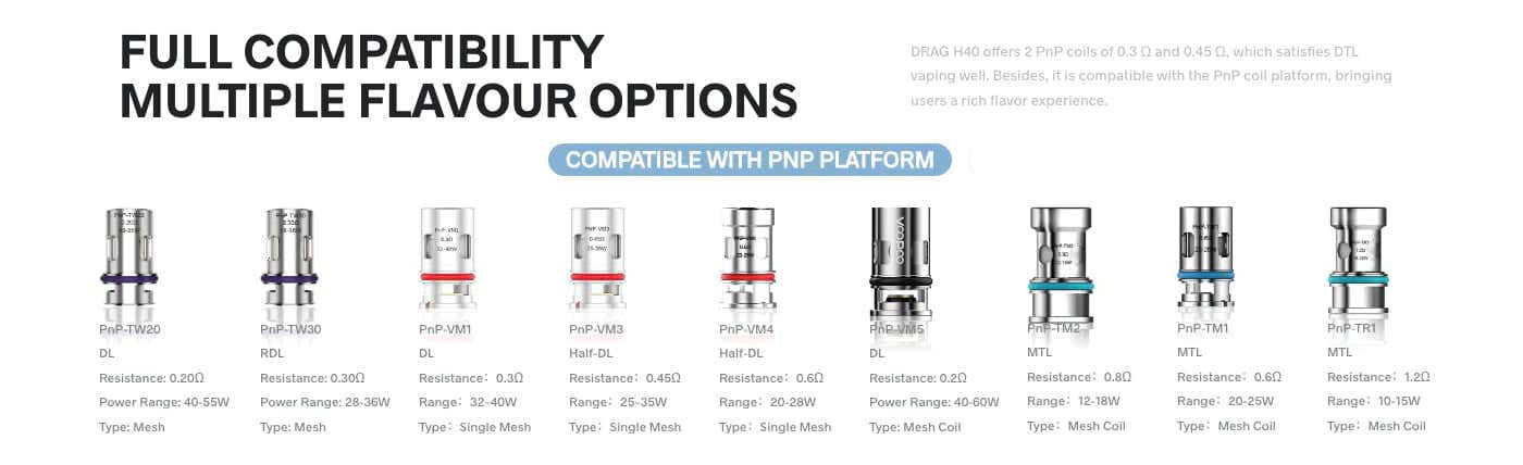 VooPoo PnP Platform - Full compatibility and multiple flavour options