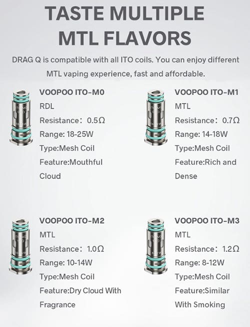 VooPoo ITO Coils - Multiple taste and MTL flavours