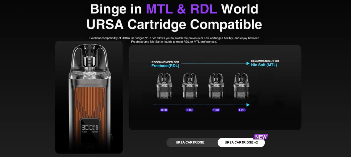 Lost Vape Ursa V2 Replacement Pod Cartridges - Binge in MTL & RDL World Ursa Cartridge Compatible