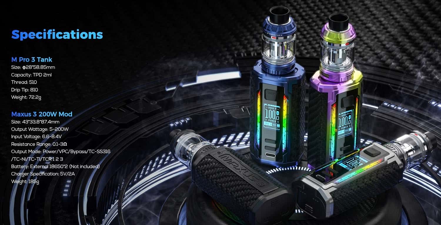 Freemax Maxus 3 Vape Kit - Specifications