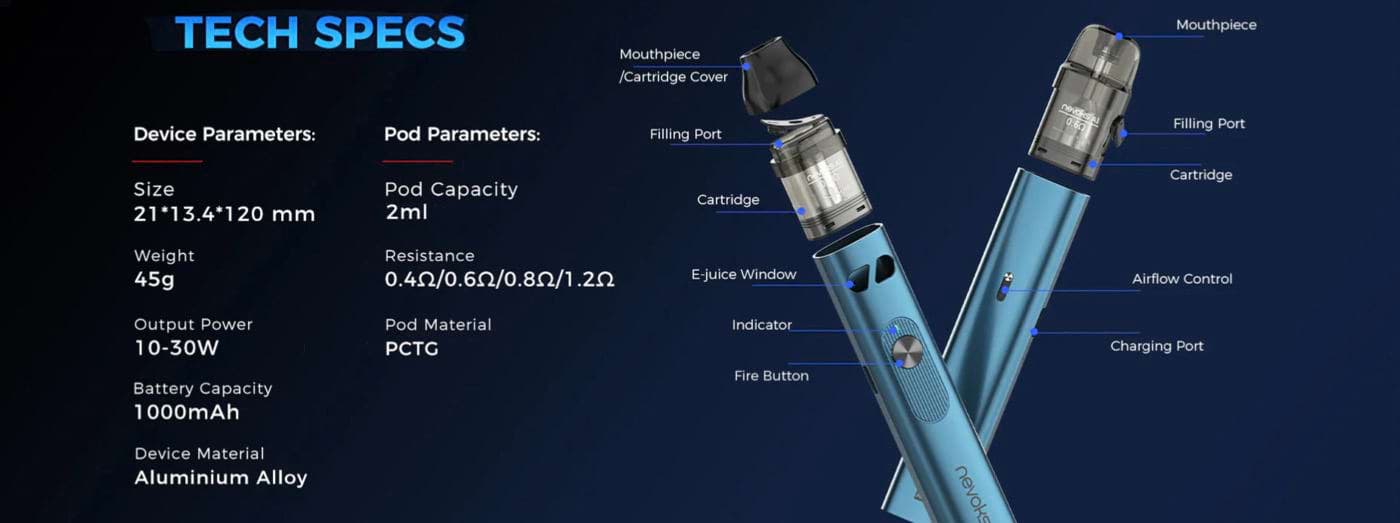 Nevoks Feelin A1 Pod Vape Kit - Tech Specs