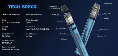 Nevoks Feelin A1 Pod Vape Kit - Tech Specs
