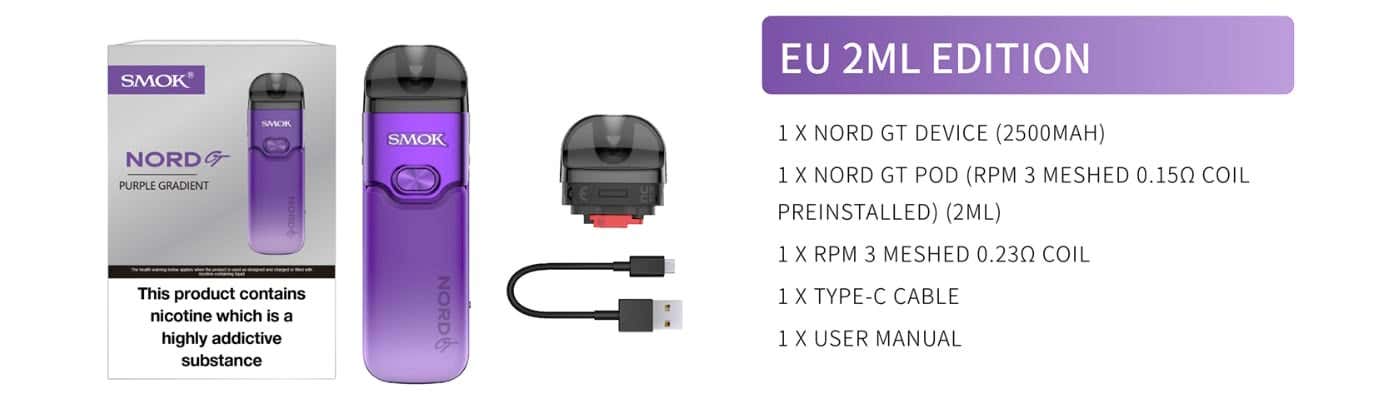 Smok Nord GT Pod Vape Kit - What's in the box?