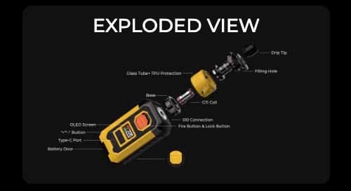 Vaporesso Armour Max 220w Vape Kit - Exploded view of parts