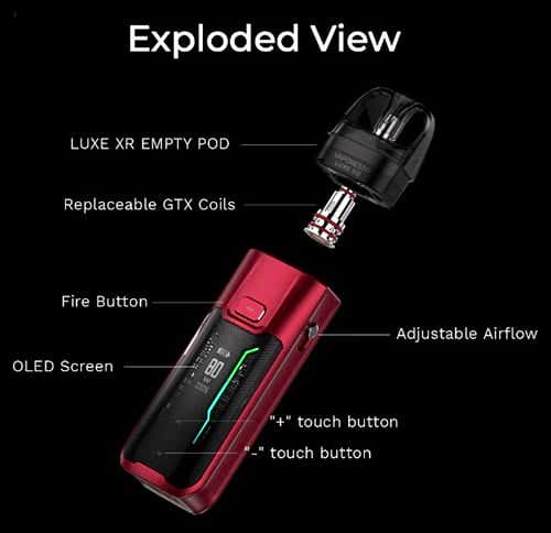 Vaporesso Luxe XR Max Pod Vape Kit - Exploded View