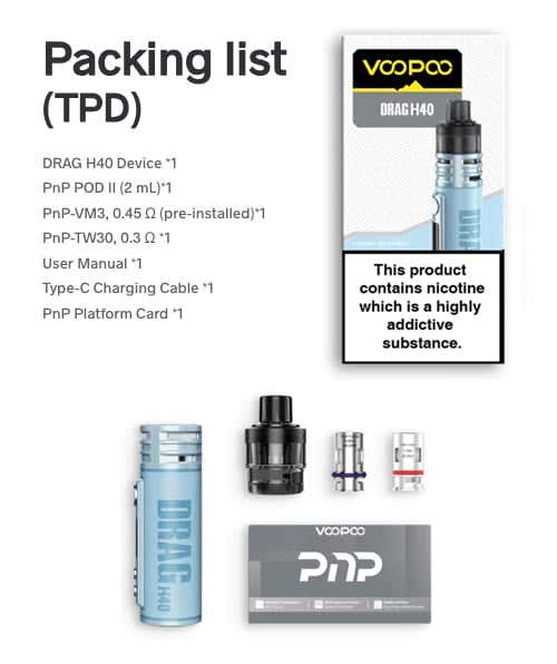 VooPoo Drag H40 Pod Vape Kit - What's included?